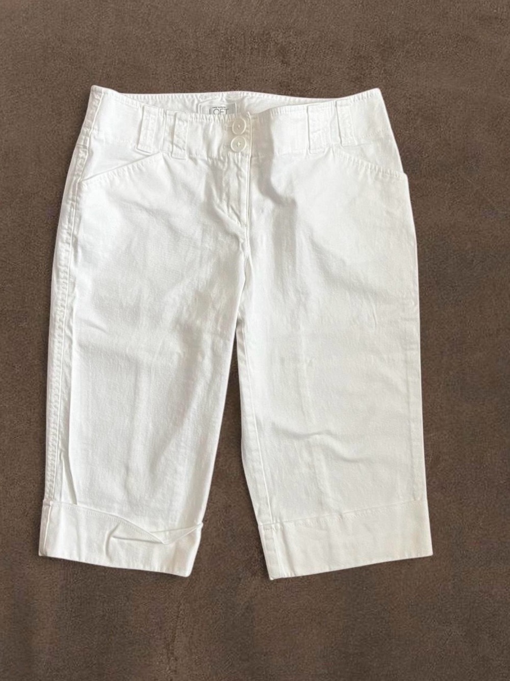 LOFT White Petite Marisa Stretch Cotton Pants